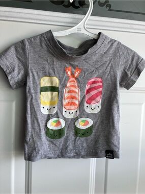 Whistle & flute grey sushi sashimi tshirt 12-18 months
